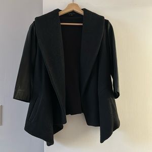 Theory wool jacket with leather 3/4 length sleeves